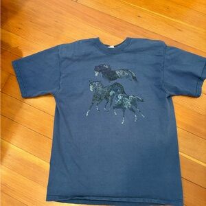 EUC Vintage fruit of the loom blue horse tee M